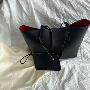 Vegan leather tote and wallet